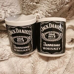 PAIR Of Jack Daniels Ceramic Coffee Mug 10oz Old No 7 Tenn Whiskey 2001